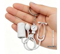 Porte-clés acrylique 2D, ensemble stéthoscope rose + moniteur de pression artérielle, 1 pièce, pendentif de style médical de guérison, cadeau idéal pour les infirmières, les médecins et les passionnés