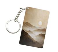 Porte-clés acrylique Beige Mountains Rising Sun On the Horizon - Anneaux porte-clés tendance - Chaînes acryliques pour voiture - Étiquettes pour hommes et femmes