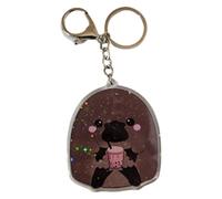Porte-clés acrylique Kawaii avec mousqueton - Design pailleté, 8 cm, choisissez entre Capiberry/Sir Tony/Plat-Tea/Pippin/Noir/Panda Rouge/Piduck, bleu, XL