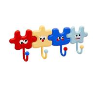 Porte-clés Adhesive Mur Mount - Cartoon Puzzle Organisateur de crochet clé, porte-bâtons décorative pour clés serviettes mantelles étagère de rangement cuisine salle de bain douche de douche apparteme
