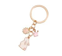 Porte-clés Adorables Lapins Couronnés En Alliage Robuste Avec Accent De Cœur Et Lapins Pour Les Femmes Amoureuses La Mode