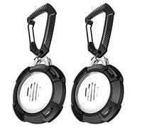 Porte-clés AirTag Portable, Étui de Protection Noir pour Suivi d'Animaux de Compagnie, Bagages, Sac à Dos - PC+TPU (2 Pièces Noires)