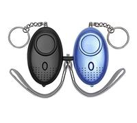 Porte-clés Alarme de sécurité personnelle 140 DB Lot de 2 avec lumière LED, SOS Alarme de sécurité personnelle pour Enfants, Femmes, Travailleurs de Nuit, Personnes âgées, Couleur Bleu/Noir (Aolans)