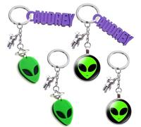 Porte-Clés Alien, Avec ou Sans Prénom, 2 Modèles au Choix, Extraterrestre, Cadeau Original, Nous ne Sommes Pas Seuls, Martien, Personnalisable, Bijou de Sac