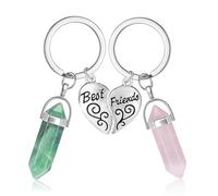 Porte-Clés Amitié, Amitié Porte Clef Amitié Pour 2 Pendentif en Cristal Naturel Bestie Keychain Bff Keychain Anniversaire Graduation Cadeaux de NoëL (2pcs)