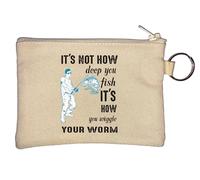 Porte-clés amusant avec inscription It's Not How You Fish It's How You Wiggle Your Worm Beige