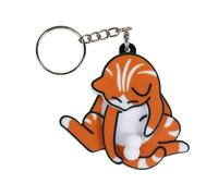 Porte-clés amusant en forme de chat qui bouge - Porte-clés interactif avec boules rotatives 3D - Jouet créatif - Pendentif animal mignon et amusant en acrylique - Cadeau pour femme et homme, Orange