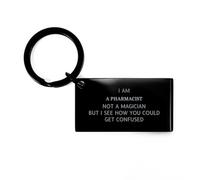 Porte-clés amusant pour pharmacien « I am Pharmacist, Not a Magician » - Cadeau amusant pour un collègue, un patron, noir, Small