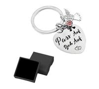 Porte-Clés Ange Gardien 1 Pièce, Boîte Cadeau 1 Pièce, Porte-Clés Porte-Bonheur, Porte-Clés Cœur, Porte-Clés en Acier Inoxydable, Porte-Clés De Conduite Sûre