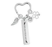 Porte-clés Ange Gardien avec Gravure,PASS AUF DICH AUF!, Porte-bonheur pour Moto et Voiture,Cadeau pour Permis de Conduire,Anniversaire,Noël(Argent)