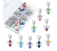 Porte Clés Ange Gardien DIY, Kit De Pendentif Baptême En Perles, Porte Clé Ange Gardien, 50 Anges Gardiens DIY Perles, Porte Clef Ange Gardien, Pour Mariage Baptême Anniversaire Baby Shower