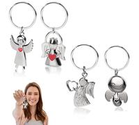 Porte-clés Ange Gardien - Lot de 4 porte-clés uniques, design moderne, idéal pour hommes et femmes, cadeau parfait pour fêtes, anniversaires, Saint-Valentin ou Noël, amulette de protection.