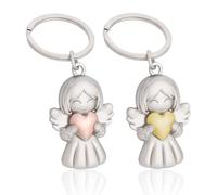 Porte-clés ange gardien porte-bonheur avec pendentif en forme d'ange avec cœur, 2 porte-bonheur, joli pendentif pour Examens ou Voiture Suspendue pour Femmes Petite Amie Collègues