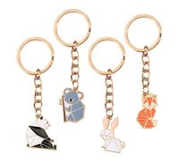 Porte-Clés Animal en Origami 4 Pièces, Porte-Clés Mignons en Forme De Dessin Animé, Pendentifs De Décoration De Sac À Dos Exquis, Cadeaux pour Petits Amis Et Petites Amies.