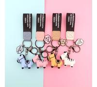 Porte-Clés Animal Prairie Mignon Petit Zèbre Dessin Animé Animal Sangle Sac D'école Pendentif Porte-Clés De Voiture, Printemps Et Été