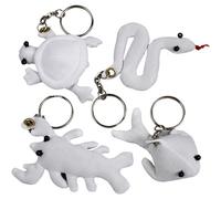 Porte-clés animaux en textile, 4pcs.