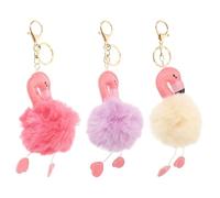 Porte-clés Anneau Alliage Flamant Rose 3 Pièces, en Peluche