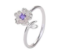Porte-clés Anneau Anneaux Japanese And Korean Silver Jewelry Inlaid Ring And Creative Ring For Students Classeur Bijoux (Purple, One Size)