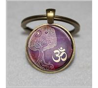 Porte-clés arbre de vie, bijoux de yoga, porte-clés Om, Aum, zen, méditation, bouddhisme, porte-clés violet, porte-clés unique personnalisé, cadeau quotidien