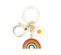 Porte-clés arc-en-ciel en métal avec pendentif porte-bonheur pour femme, homme, fille, tournesols, taille unique