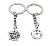 Porte-clés argenté vieilli AA4619 Pentacle pour fabrication de bijoux Antique Silver