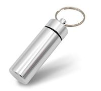 Porte-clés Aribari. Boîte à pilules en Aluminium. Boîte à comprimés de Haute qualité, Capsule imperméable à l'eau pour Les déplacements. Adresse ou étiquette Cadeau. 6 cm x 1,7 cm. Argent..