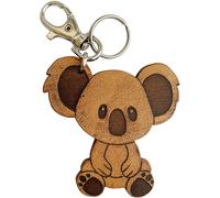 Porte-clés artisanal Koala en cuir véritable - Gravé au laser et tamponné à la main - Fabriqué en Italie - Idée cadeau pour les amoureux des animaux