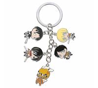 Porte-clés Attack on Titan avec 5 figurines Chibi - Shingeki no Kyojin, argenté, taille unique