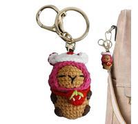 Porte-clés au crochet - Peluche Capybara au crochet, Porte-clés Capybara | Crochet Capybara porte-clés, décoratif Capybara porte-clés, vêtements habillage fil Crochet petite porte-clés pour les