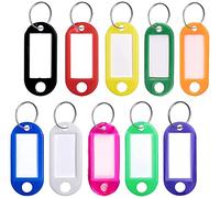 Porte-clés avec Anneau Fendu 20 PCS Porte-clés ID Porte-clés en Plastique Étiquettes de clé avec Anneaux fendus pour Bagages Étiquettes de bâton de mémoire de nom d'animal de Compagnie - 10 Couleurs