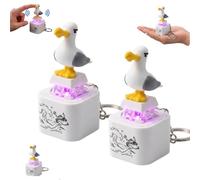 Porte-CléS Avec Bouton Seagull Sound, Avec Son Réel et Lumière LED, Seagull Mine Sound Button Keychain, Rechargeable Fidget Clicker Pour Se Divertir Et Se DéTendre