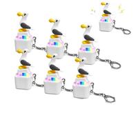 Porte-CléS Avec Bouton Sonore De Mine De Mouette, Avec Son Réel et Lumière LED,Rechargeable Porte-CléS Bouton Sonore Seagull Mine Avec LumièRe Led Pour Se DéTendre,6pcs