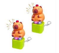 Porte-clés avec bouton sonore, porte-clés capibala avec lumières colorées et bouton sonore, pendentif amusant pour petits animaux, charge USB pour soulager le stress (J)