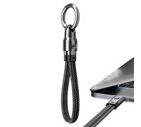 Porte-clés avec câble de charge USB C : câble de serrage compact de 12 cm, lien de poche pivotant, rapide, compagnon de voyage renforcé qui permet une interaction stable avec