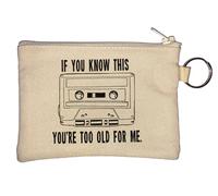Porte-clés avec cassette graphique « If You Know This You're Too Old for Me » Beige