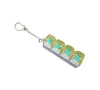 Porte-clés avec clavier - Porte-clés transparent à 4 boutons avec lumière LED, clavier mécanique de décompression pour soulager le stress, cadeau portable pour adultes et enfants (jaune)