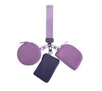 Porte-clés avec dragonne avec portefeuille | Porte-monnaie à trois fermetures éclair - Porte-monnaie portable amovible à fermeture éclair autour du porte-monnaie pour les courts voyages, le sport et
