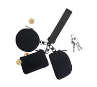 Porte-clés avec dragonne avec portefeuille, triple pochette, pochette portable zippée autour de la pièce, porte-monnaie pour femme, petit porte-monnaie mignon pour adolescente, portefeuille zippé avec