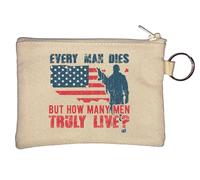Porte-clés avec drapeau américain « Every Man Dies But How Many Men Truly Live » - Beige