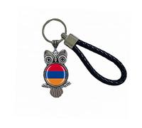 Porte-clés avec drapeau de l'Arménie - Cadeau souvenir - Porte-clés avec pendentif hibou - Pour homme et femme, Arménie, 18 CM (7.09")