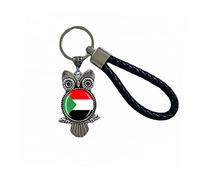 Porte-clés avec drapeau du Soudan - Cadeau souvenir - Porte-clés hibou - Pour homme et femme, Soudan, 18 CM (7.09")