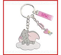 Porte-clés avec éléphant Dumbo rose, lettre D et pendentif en tissu, signé Disney, bonbonnières originales pour naissance, baptême, anniversaire petite fille (sans emballage).