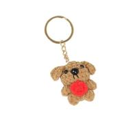 Porte-clés avec fermeture éclair pour chien, fil crochet, accent de chiot avec utilisation compacte et détails en forme de cœur rouge pour sacs et pochettes