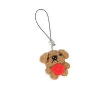 Porte-clés avec fermeture éclair pour chien, fil crochet, accent de chiot avec utilisation compacte et détails en forme de cœur rouge pour sacs et pochettes