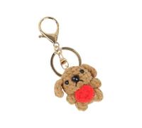 Porte-clés avec fermeture éclair pour chien, fil crochet, accent de chiot avec utilisation compacte et détails en forme de cœur rouge pour sacs et pochettes