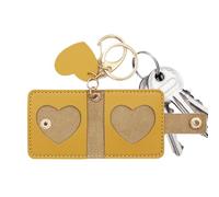 Porte-clés avec image, rangement pour pendentif photo | Pendentif avec étui de rangement en cuir synthétique pour mariage, Saint-Valentin, idée cadeau pour femme, jaune, Siehe Beschreibung