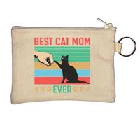 Porte-clés avec inscription « Best Cat Mom Ever » - Beige
