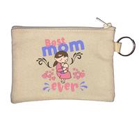 Porte-clés avec inscription « Best Mom Ever » en forme de cœur Beige
