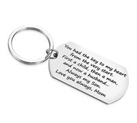Porte-clés avec inscription « from Mom to My Son On His Wedding Day » - Cadeau pour maman pour marié - Argenté - Taille M