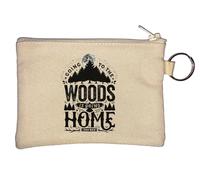 Porte-clés avec inscription « Going to The Woods is Going Home » - Motif forêt et lune - Beige